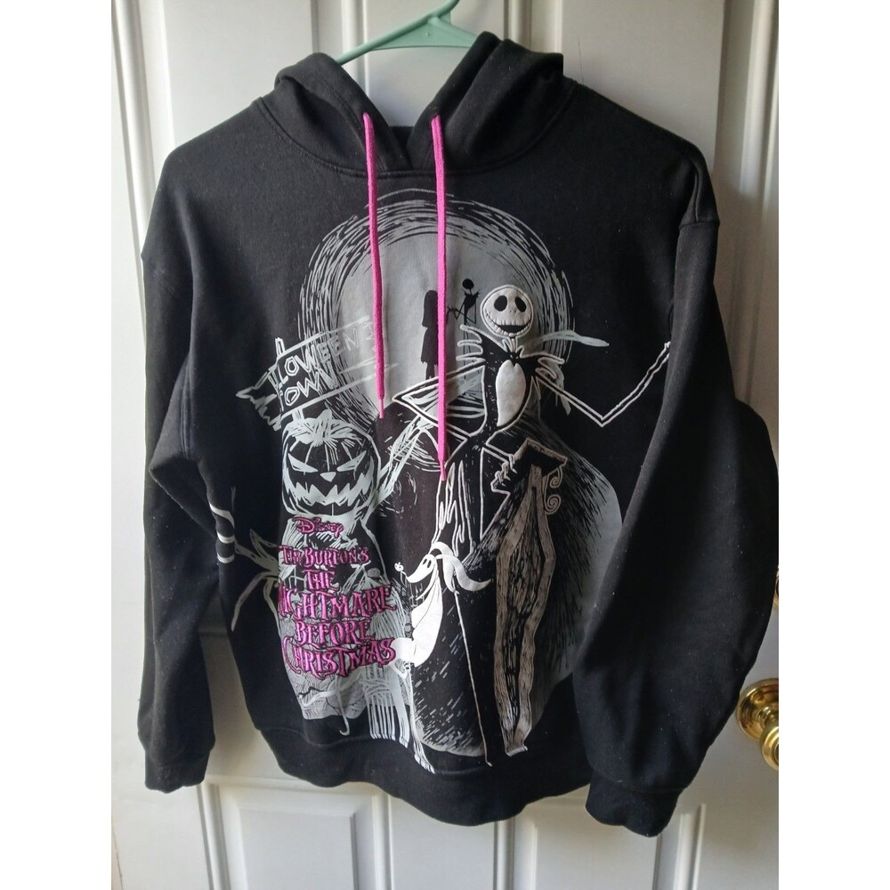 Disney The Nightmare Before Christmas Black Hoodie Sweatshirt Womens Small Soft